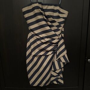 Gray and navy cocktail dress